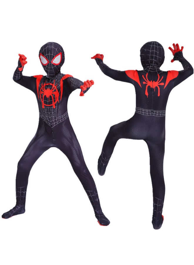 SPIDERMAN Spider-Man Miles Morales Cosplay Costume Full Bodysuit, Into the Spider-Verse Superhero Outfit with Mask for Fans, Costume Parties and Cosplay Events 6to7 years 120cm - Image 5